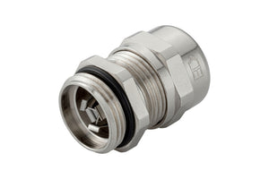 Metrische Kabelverschraubung KBLVSHR MS aus Messing mit integrierter Dichtung für optimale Abdichtung.