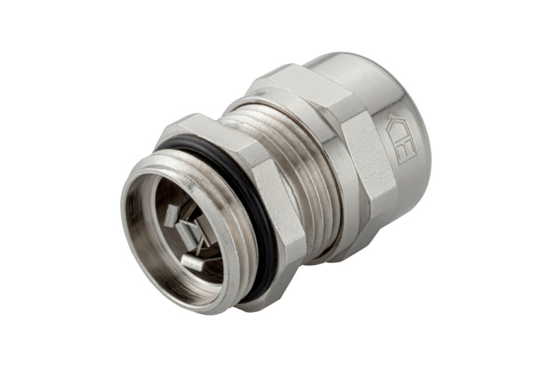 Metrische Kabelverschraubung aus Messing mit Dichtlippe für sicheren Kabeldurchlass.