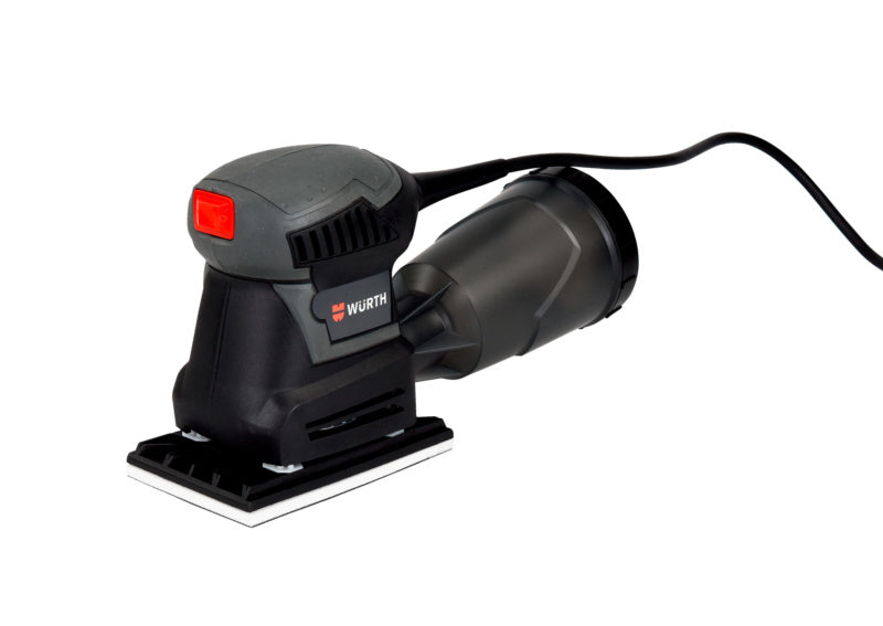 Elektro Schwingschleifer in schwarz mit ergonomischem Griff und Staubabsaugung.