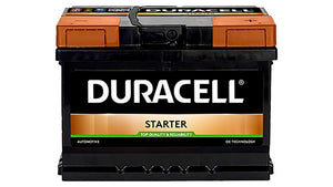 STARTBATT DS60 car battery with black casing and yellow label on top viewed from above