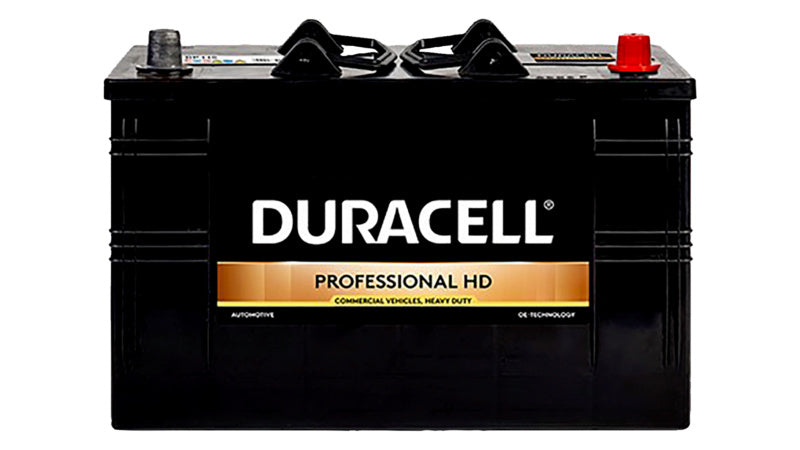 STARTBATT Duracell Professional DP110 battery with black and orange casing shown from the side