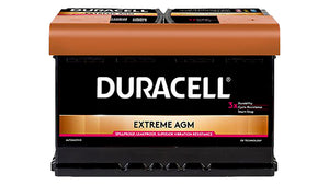 STARTBATT DURACELL EXTREME DE70AGM VP 1 Einheiten battery with a durable design and terminals.
