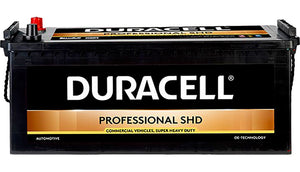 STARTBATT Duracell Professional DP145SHD battery in black and orange casing with terminals visible