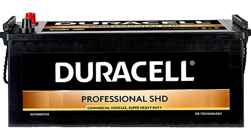 STARTBATT Duracell Professional DP225SHD battery in black and orange casing with terminals visible