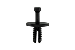 Schwarzer Kunststoffspreizniet passend für BMW Fahrzeuge mit breitem Kopf.