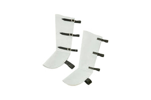 Schweißer-Gamaschen aus robustem Spaltleder mit verstellbaren Riemen für optimalen Schutz.