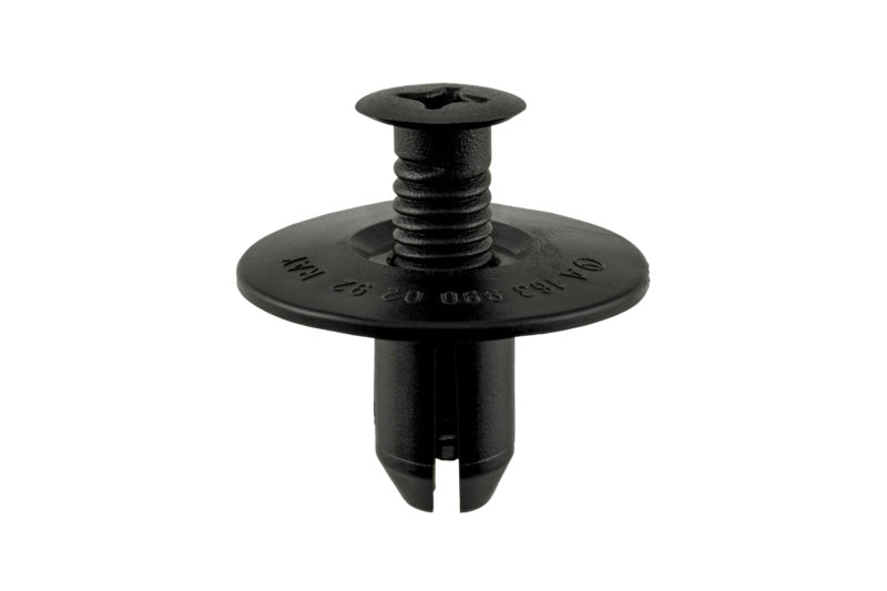 Schwarzer Schraubniet aus PA66 mit einem Durchmesser von 8,5 bis 8,7 Millimeter.