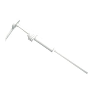 Weiße Dosierpumpe mit langem Schlauch für 10L Kanister.