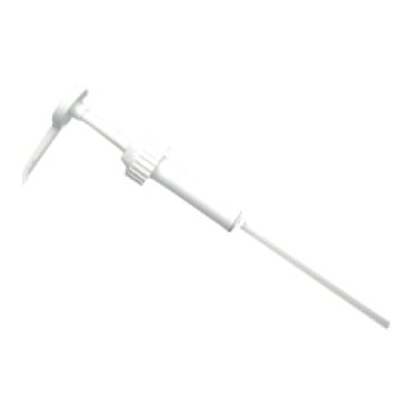 Weiße Dosierpumpe mit langem Schlauch für 10L Kanister.