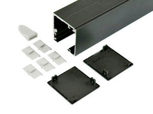 Schiebetürbeschlag-Set mit Rollen, Führungsschienen und Montagezubehör für Zimmertüren.