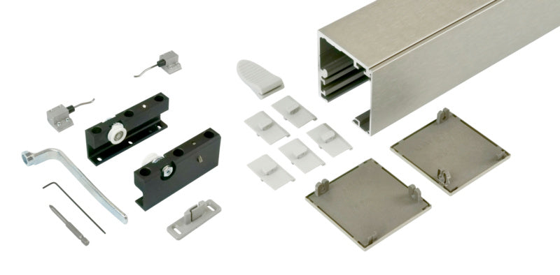 Schiebetürbeschlag für Zimmertüren in modernem Design mit robusten Materialien.