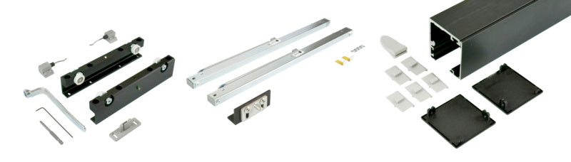 Schiebetürbeschlag in modernem Design, geeignet für Zimmertüren und einfache Montage.