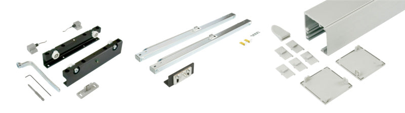 Moderner Schiebetürbeschlag für Zimmertüren mit robuster Konstruktion und glatter Oberfläche.