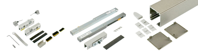 Moderner Schiebetürbeschlag für Zimmertüren aus robustem, korrosionsbeständigem Material.