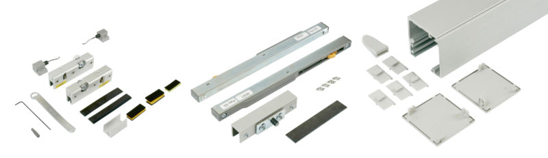 Schiebetürbeschlag in modernem Design, aus robustem Material, ideal für Zimmertüren.