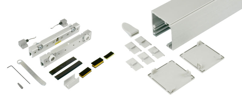 Schiebetürbeschlag in elegantem Goldton, geeignet für Zimmertüren und DIY-Projekte.