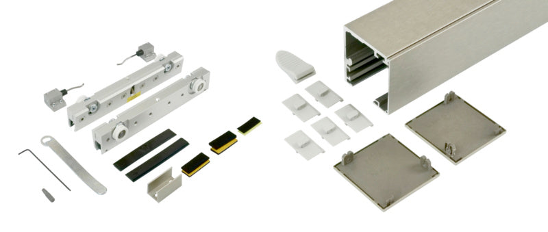 Schiebetürbeschlag für Zimmertüren in elegantem Design mit robusten Materialien.