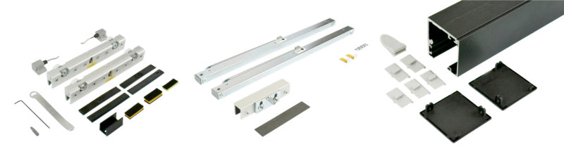 Schiebetürbeschlag in goldener Oberfläche, geeignet für Innentüren und einfache Montage.