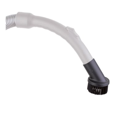 Grauer gebogener Möbelpinsel mit schwarzen Borsten.