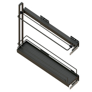 Anthrazitfarbener Auszug Unterschrank mit schlanker Bauweise und glatter, pflegeleichter Oberfläche.