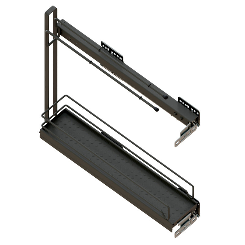 Anthrazitfarbener Auszug Unterschrank mit schlanker Bauweise und ergonomischen Griffen für die Küche.