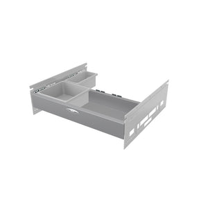 Mülltrennsystem mit mehreren Fächern für Restmüll, Bioabfall, Papier und Recycling in Schublade.