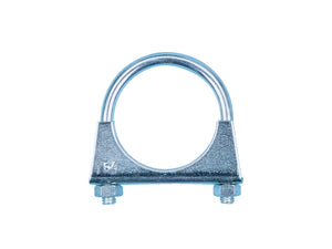 Metal exhaust clamp with a universal design, featuring M8 bolt attachment.