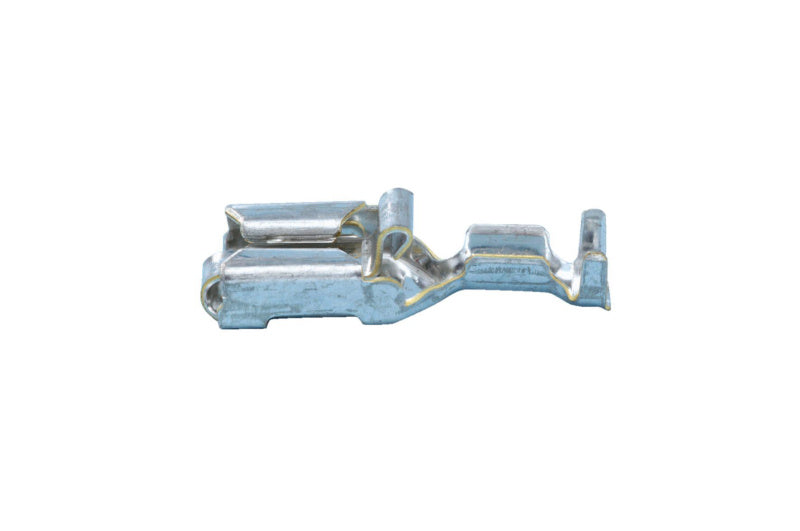 A pack of 100 FLSTEHUE connectors measuring 6.3x0.8 mm for wire sizes 0.5-1.5 mm.