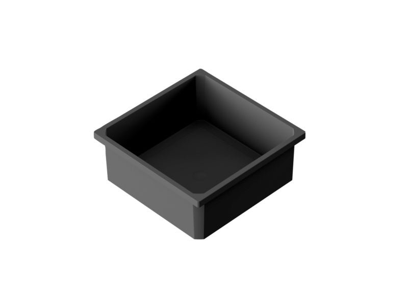 Anthrazitfarbenes Mülltrennsystem mit zwei 2,7-Liter-Fächern für die Küchenschublade.