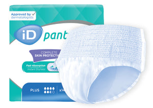 iD Pants Plus in Größe M, blau, mit elastischen Bündchen für Komfort und diskreten Sitz.