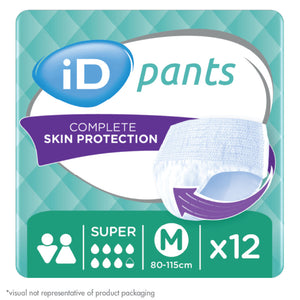 iD Pants Super in Größe M, grün, 12 Stück pro Packung, mit elastischen Bündchen für Komfort.