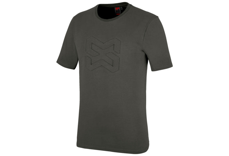 Moosgraues Arbeitsshirt T-SHIRT X-FINITY mit modernem Schnitt und praktischen Taschen.