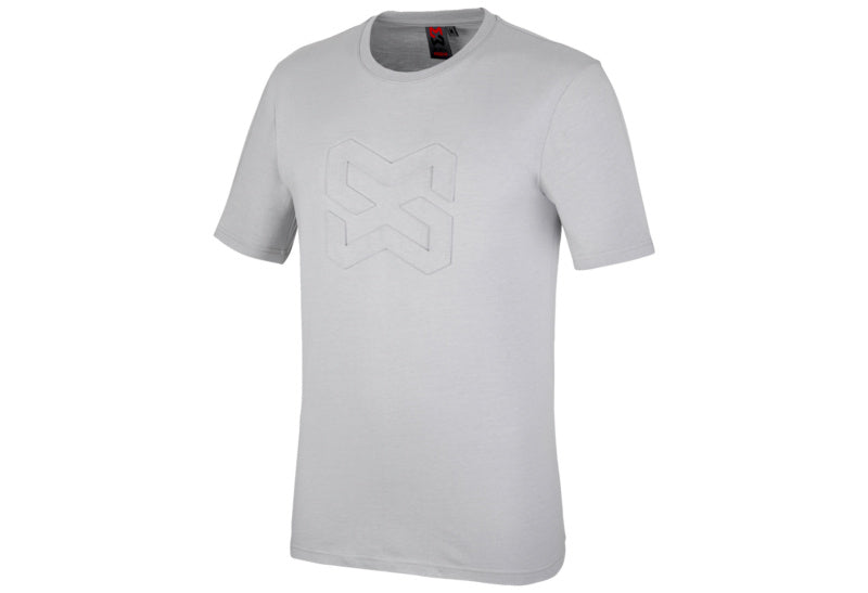 Eisgraues Arbeitsshirt X-FINITY mit kurzen Ärmeln und Rundhalsausschnitt für Komfort und Stil.