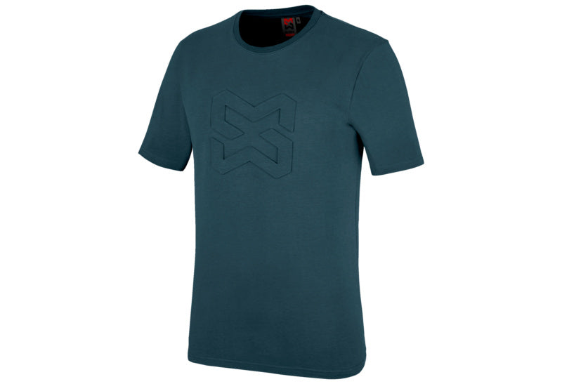 Marineblaues Arbeitsshirt X-FINITY mit Rundhalsausschnitt und doppelten Nähten an Schultern und Ärmeln