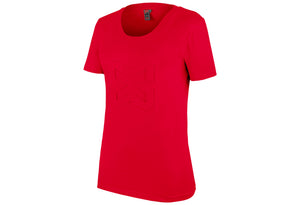 Rubinrot T-Shirt mit kurzem Arm, femininer Schnitt und atmungsaktivem, strapazierfähigem Material.