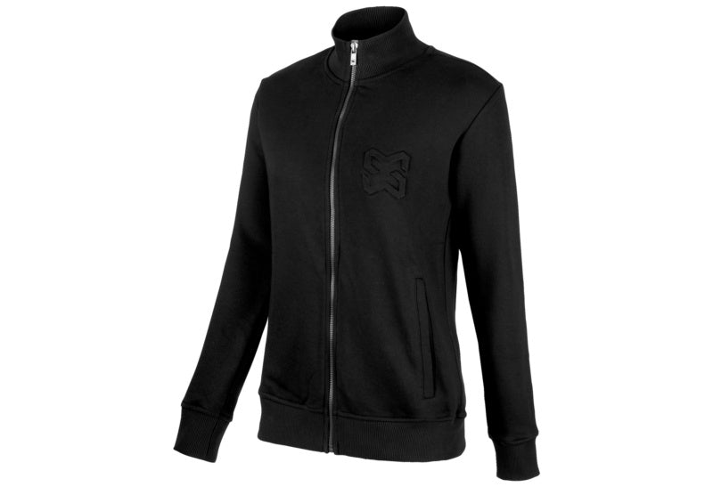 Schwarze Sweatjacke X-FINITY LADY mit Reißverschluss und Kängurutaschen für Damen.