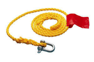 Gelbes Abschleppseil aus Polypropylen, 3,5 Meter lang, mit stabilen Enden.