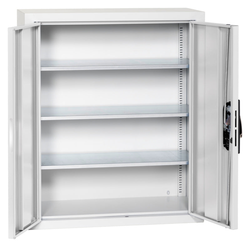 Flügeltürenschrank Lagerbox-FLGTRSHRNK-LGRBOX-SLB-FB306-RAL7035     Verpackungsinhalt    1 Einheit