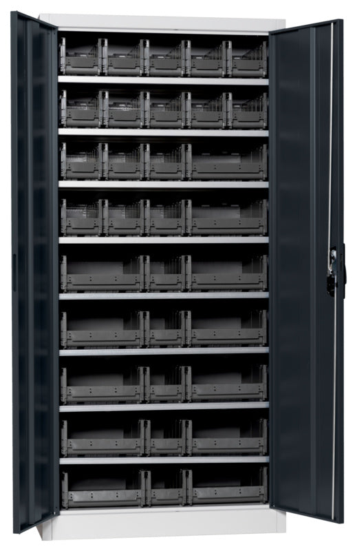 Flügeltürenschrank Lagerbox-FLGTRSHRNK-VOLLBL-SLB-FB522-BOX-RAL7016     Verpackungsinhalt    1 Einheit