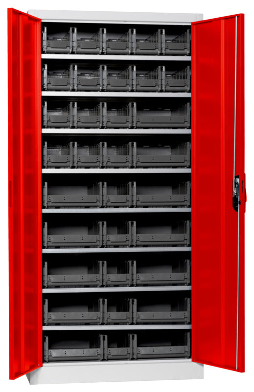 Flügeltürenschrank Lagerbox-FLGTRSHRNK-VOLLBL-SLB-FB522-BOX-RAL3020     Verpackungsinhalt    1 Einheit