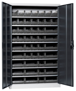 Flügeltürenschrank Lagerbox-FLGTRSHRNK-VOLLBL-SLB-FB523-BOX-RAL7016     Verpackungsinhalt    1 Einheit