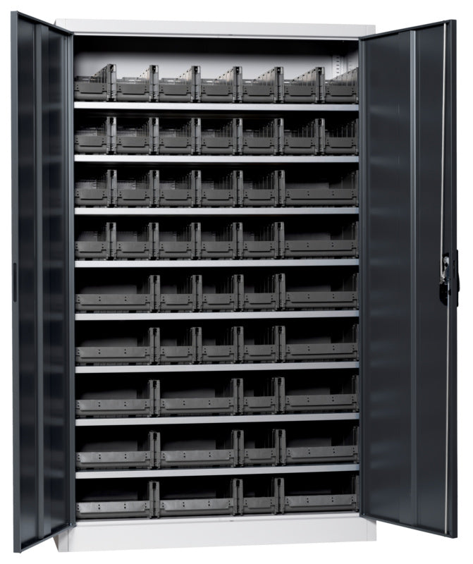 Flügeltürenschrank Lagerbox-FLGTRSHRNK-VOLLBL-SLB-FB523-BOX-RAL7016     Verpackungsinhalt    1 Einheit