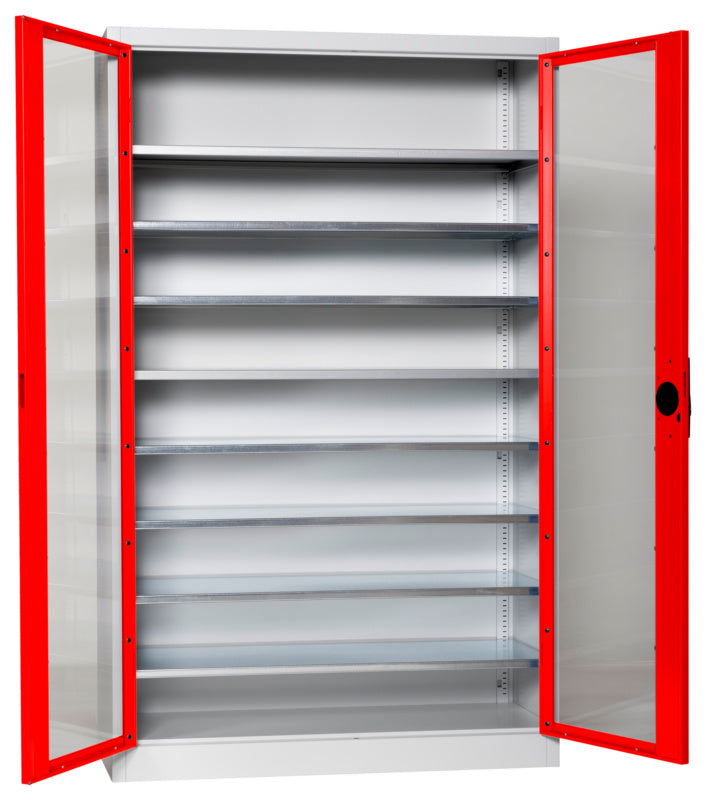 Flügeltürenschrank Lagerbox-FLGTRSHRNK-SICHTF-SLB-FB521-RAL3020     Verpackungsinhalt    1 Einheit