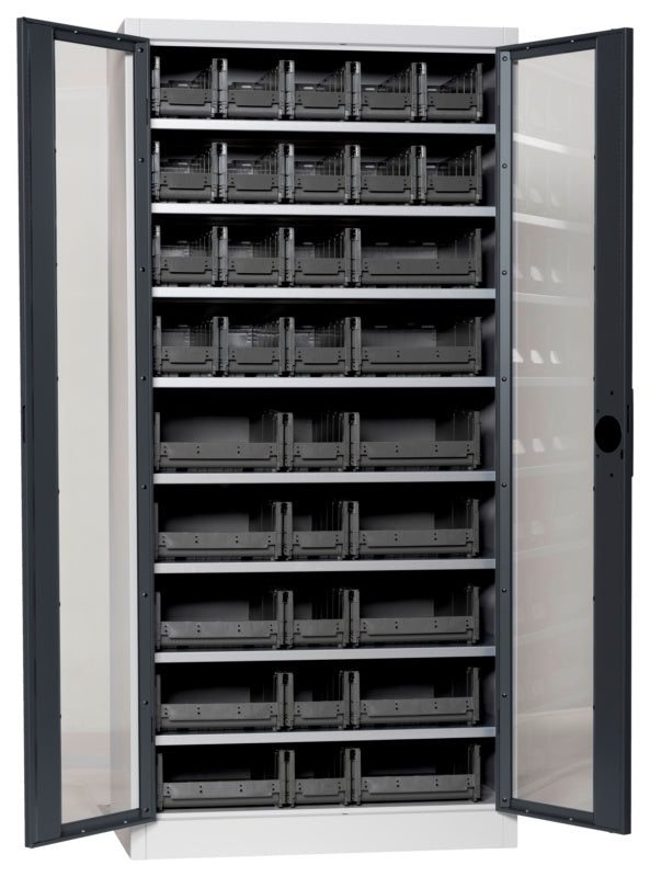 Flügeltürenschrank Lagerbox-FLGTRSHRNK-SICHTF-SLB-FB520-BOX-RAL7016     Verpackungsinhalt    1 Einheit