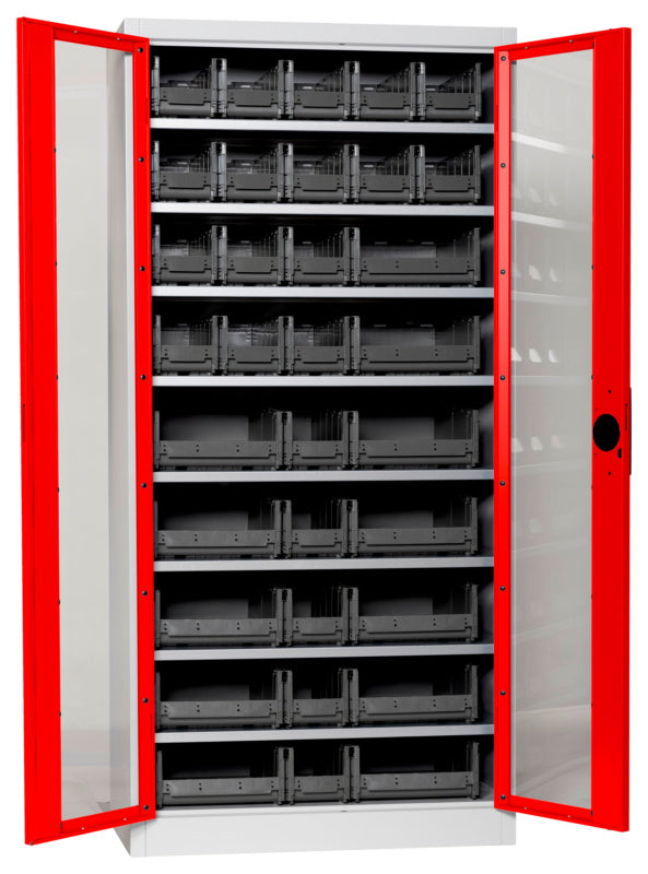 Flügeltürenschrank Lagerbox-FLGTRSHRNK-SICHTF-SLB-FB520-BOX-RAL3020     Verpackungsinhalt    1 Einheit