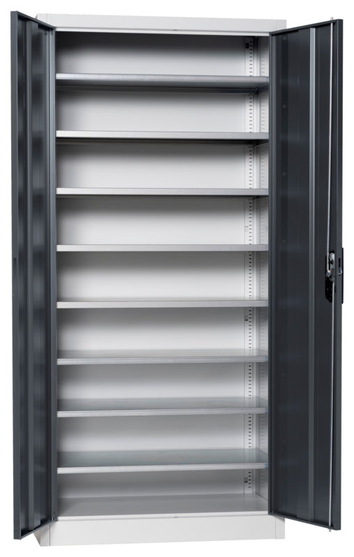 Flügeltürenschrank Lagerbox-FLGTRSHRNK-VOLLBL-SLB-FB522-RAL7016     Verpackungsinhalt    1 Einheit
