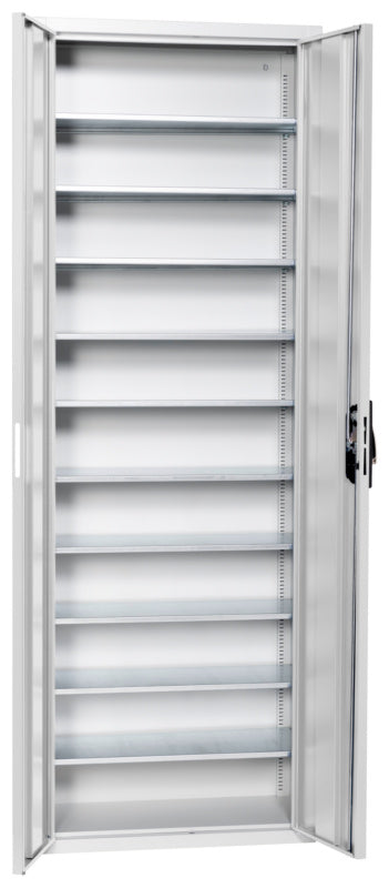 Flügeltürenschrank Lagerbox-FLGTRSHRNK-LGRBOX-SLB-FB315-RAL7035     Verpackungsinhalt    1 Einheit