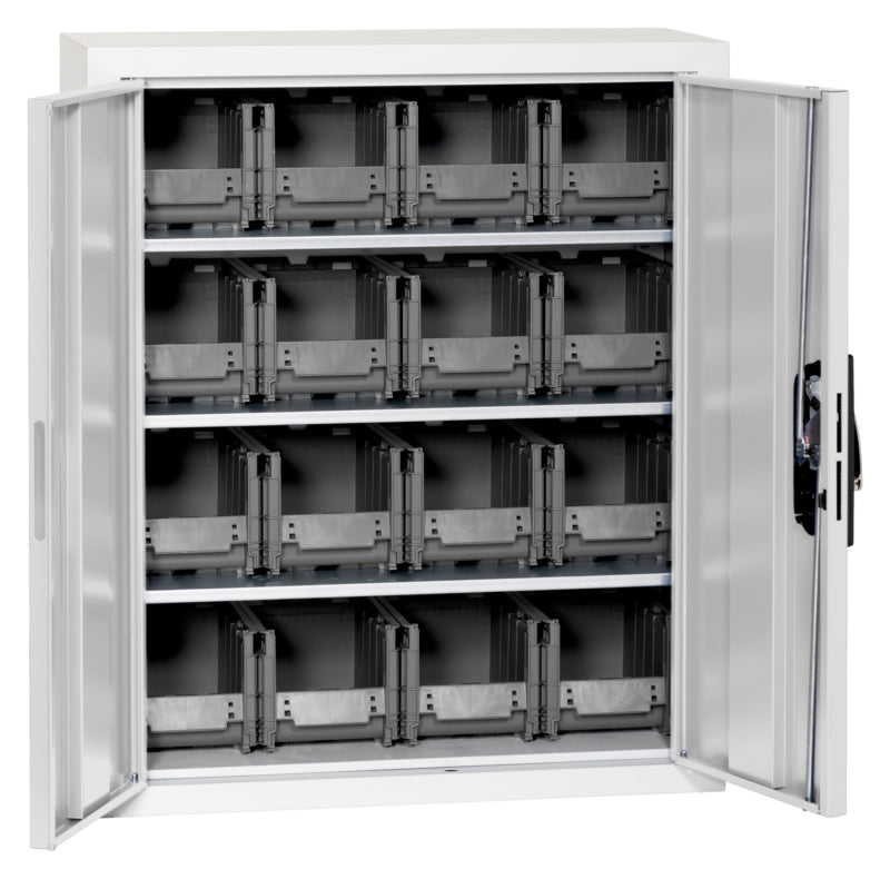 Flügeltürenschrank Lagerbox-FLGTRSHRNK-LGRBOX-SLB-FB306-BOX-RAL7035     Verpackungsinhalt    1 Einheit