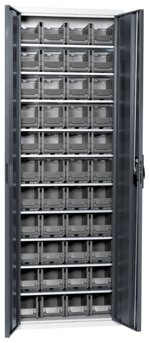 Flügeltürenschrank Lagerbox-FLGTRSHRNK-LGRBOX-SLB-FB315-BOX-RAL7016     Verpackungsinhalt    1 Einheit