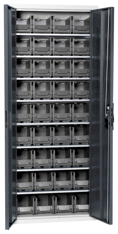 Flügeltürenschrank Lagerbox-FLGTRSHRNK-LGRBOX-SLB-FB311-BOX-RAL7016     Verpackungsinhalt    1 Einheit